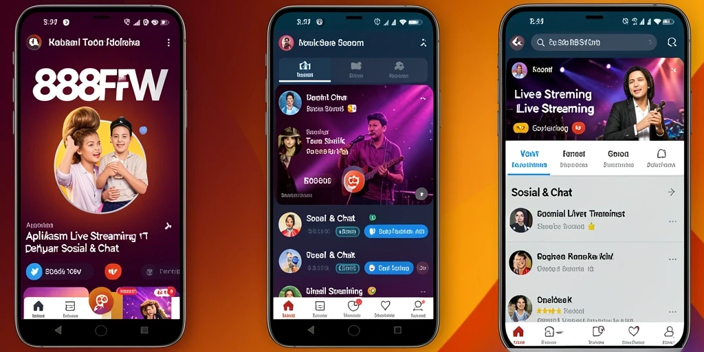 Interface aplikasi 888FW yang intuitif untuk Live Streaming.